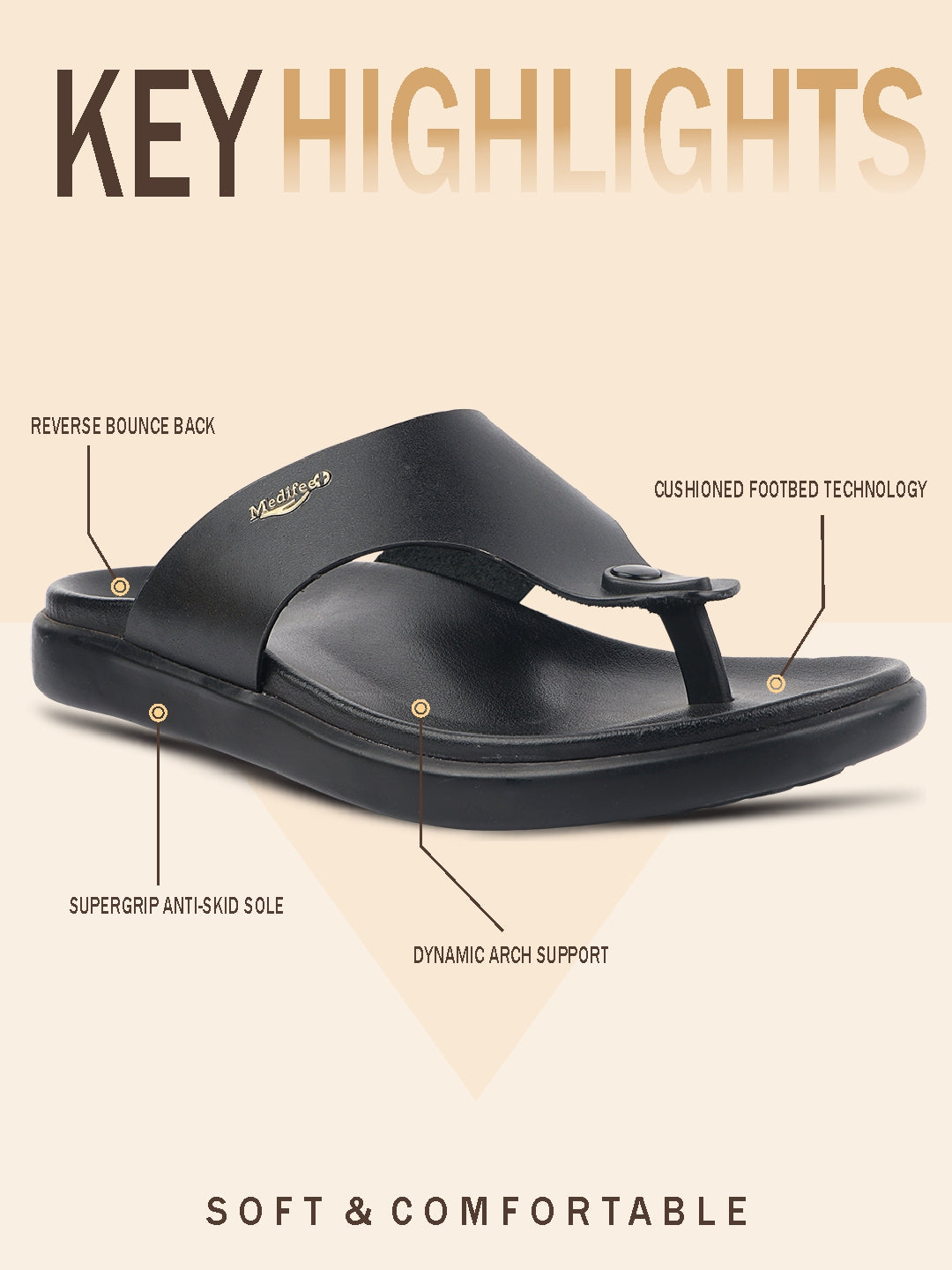 Medifeet Diabetic Slippers With Arch Support & Anti Skid || Comfortable & Cushion Slippers For Men's